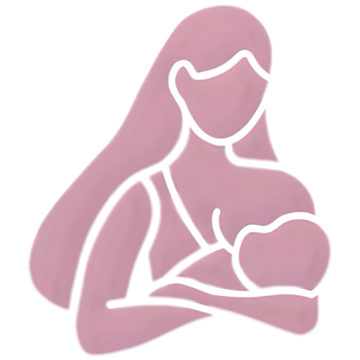 Ilustración rosa de una madre amamantando a su bebé en estilo minimalista.