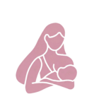 Logotipo en rosa de una madre amamantando a su bebé con el texto «A Solas Con Tu Matrona, conexión materna cercana» sobre fondo blanco.